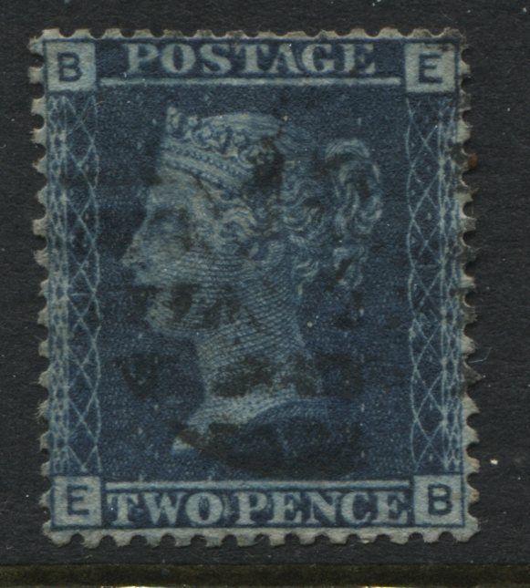 1858 2d Blue Plate 12 EB, a superb perfectly centred used example 