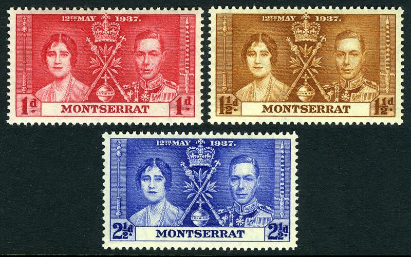 Montserrat 89-91, MNH. Coronation. King George VI and Queen Elizabeth, 1937