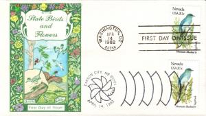 #1980 Nevada Birds - Flowers Dual Gamm FDC