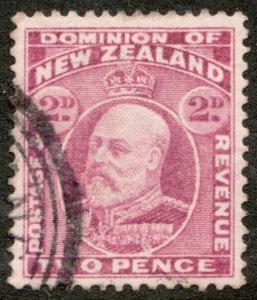 1909 Dominion of New Zealand Sc #132 - KEVII Two Pence used stamp Cv$7.25