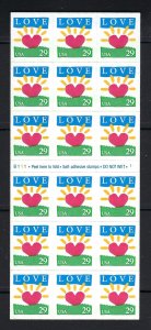 U.S. #2813a MINT, NH LOVE BOOKLET PANE - PRICED AT FACE VALUE !