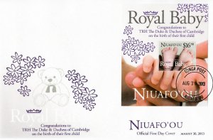 Niuafo'ou 2013 FDC Royal Baby 1v S/S Cover Birth Prince George William Kate 