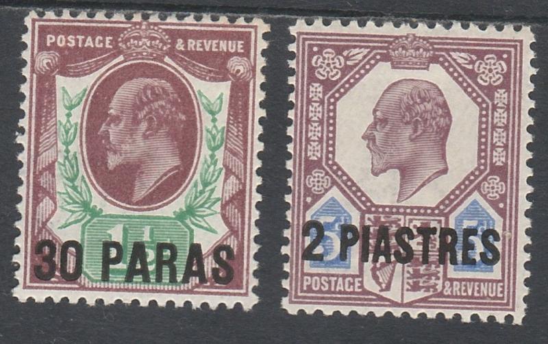 BRITISH LEVANT 1911 KEVII 30PA ON 11/2D AND 2PI ON 5D