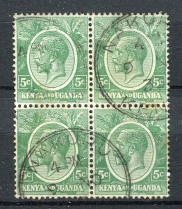 BRITISH KUT; 1930s early GV portrait issue fine used 5c. Block of 4