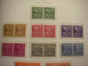 PREXIE COIL LINE PAIRS COMPLETE, Scott 839 - 851, MNH, 847 LH, CV $139.90