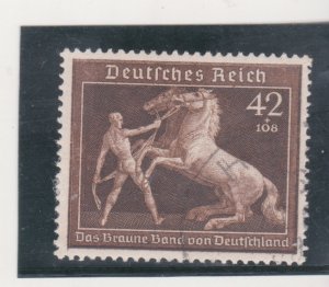 Stamp Scott # B145 Used 1939 Third Reich Munich Germany Brown Ribbon horse race