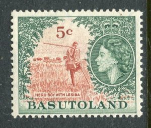 BASUTOLAND; 1961 early QEII Pictorial issue fine Mint hinged 5c. value