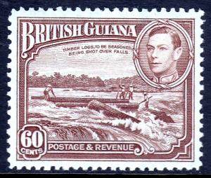 BRITISH GUIANA — SCOTT 237 (SG 315) —1944 KGVI 60¢ TIMBER LOGS — MH — SCV $11.00