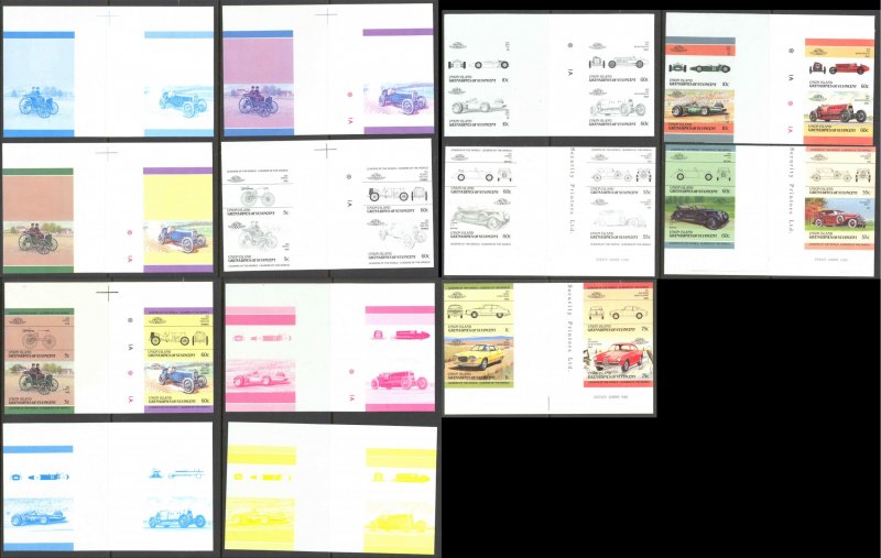 St. Vincent Grenadines Union Is. Sc#142-151 MNH COLOR PROOFS Classic Cars