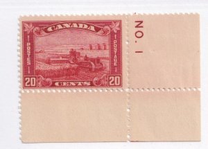 CANADA # 175 VF-MNH 20cts HARVESTING WITH PART PLATE #1 IN BORDER