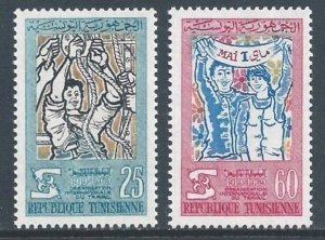 Tunisia #522-3 NH I.L.O. 50th Anniv.