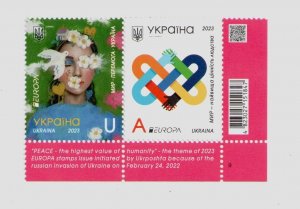 2023 war in Ukraine,  stamp hitch Peace is the highest value of humanity, MNH