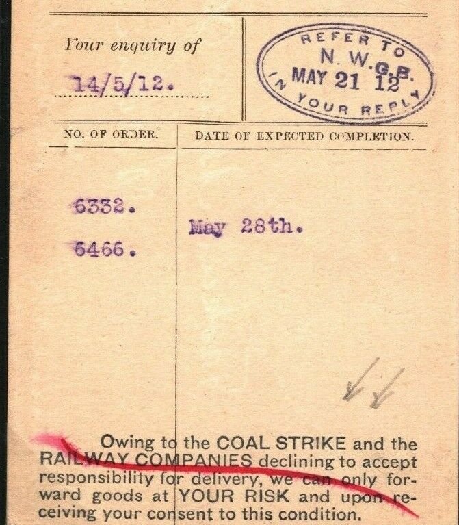 GB Birmingham Uprated Postal Stationery Card COAL STRIKE Denmark 1912 U172a  