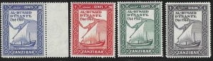 Zanzibar-Scott #218-221, MNH, Dhow & Map, CV $5.50
