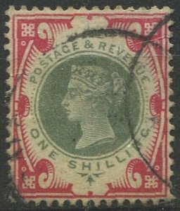 Great Britain 1900 SG214 1/- green and carmine QV #8 FU