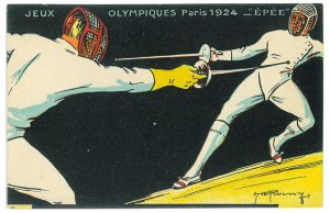 P3449 - FRANCE 1924 PARIS OLYMPIC GAMES. BEAUTIFUL POST CARD, FENCING.-