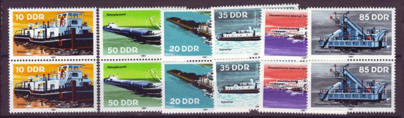 J20556 Jlstamps 1981 germany ddr set pairs mnh #2122-6 ships