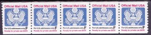 Coil Strip (5) Official 29c F Non Denominated US #O144 MNH F-VF