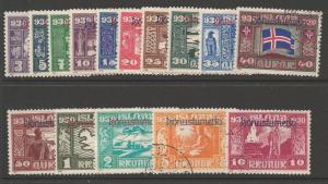 ICELAND SGO174/88 1930 PARLIAMENTARY COMMEMORATIVES OVERPRINTED FINE USED