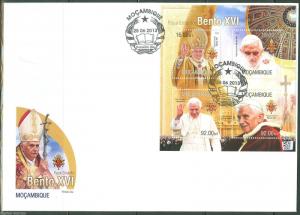 MOZAMBIQUE  2013 POPE BENEDICT XVI  SHEET FIRST DAY COVER