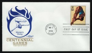 #3068d 32c Women's Diving, Artmaster FDC **ANY 5=FREE SHIPPING**