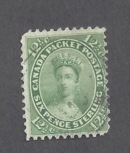 Canada #18iv USED MAJOR RE-ENTRY (POSN 94) LINE IN E OF PENCE QV 6p BS30951