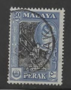 MALAYA Perak Scott 135 Aborigine with Blowpipe stamp  Used