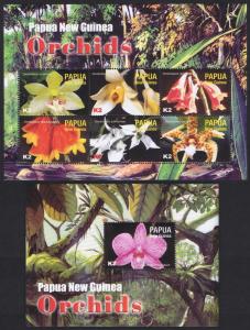 Papua NG Orchids Sheetlet of 6v+MS issue 2004 SG#MS1023-MS1024 SC#1124-1125