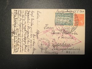 1930 Brazil LZ 127 Graf Zeppelin Airmail Postcard Cover to Dresden Germany