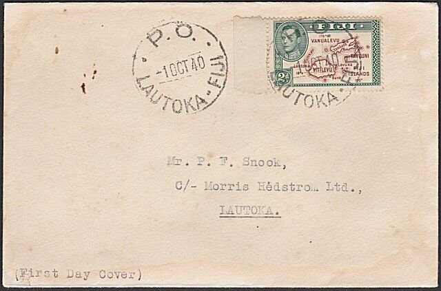 FIJI 1940 (1 Oct) GVI  2d die 2 - on FDC Lautoka cds........................F916