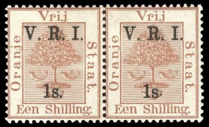 Orange Free State 1900 1s on 1s pair RAISED STOP AFTER S var VFM. SG 110,110g.