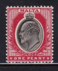 Album Treasures Malta Scott # 31 1p Edward VII Mint Fresh Lightweight with Hinge-