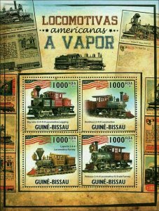 Guinea-Bissau MNH S/S Steam Locomotives 2011 4 Stamps