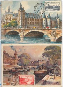 51455 - FRANCE - POSTAL HISTORY - set of 4 MAXIMUM CARD - 1947 ARCHITECTURE-