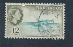 Barbados 1953  Scott 242 used - 12c, Flying fish & Queen Elizabeth II