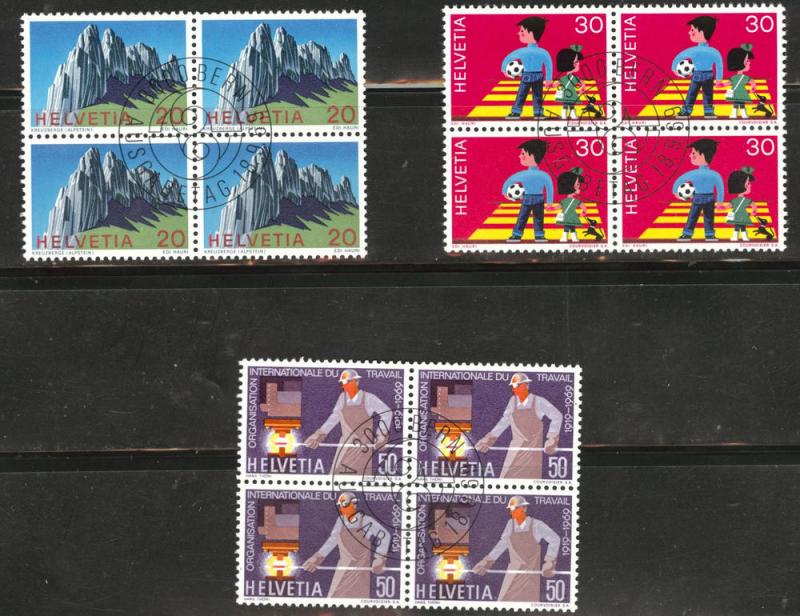 Switzerland Scott 507-509 used cto 1969 set  in blocks