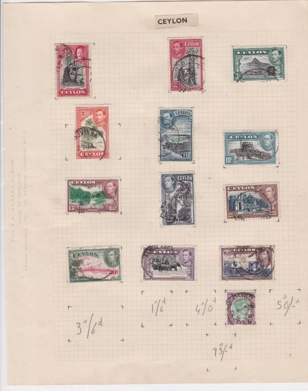 ceylon stamps page  ref 18881 