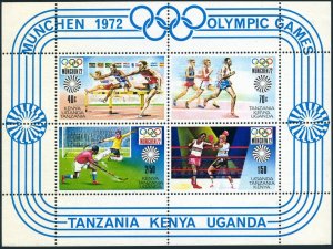 KUT 253a,MNH.Michel Bl.2. Olympics Munich-1972:Hurdles,Running,Boxing,Hockey.