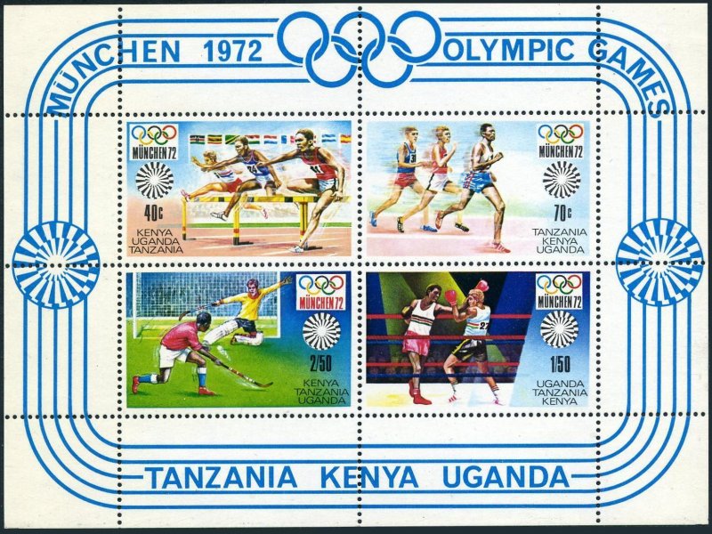 Kenya,Uganda,Tanzania 250-253a,MNH.Michel 238-241,Bl.2. Olympics Munich-1972.