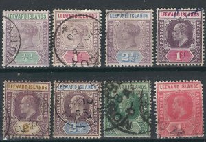 Leeward Is 8 Different Used F/VF 1890-1902 SCV $12.30