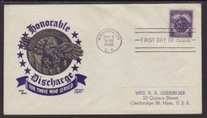 US 940 Honorable Discharge 1946 Cachet Craft Label FDC