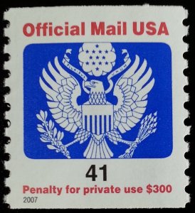 2007 41c Eagle Official Mail USA Red & Blue, Coil Scott O162 Mint F/VF NH