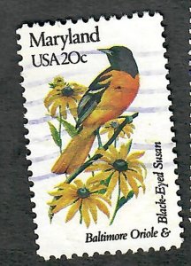 1972 Maryland Birds and Flowers used single - perf 10.5 x 11