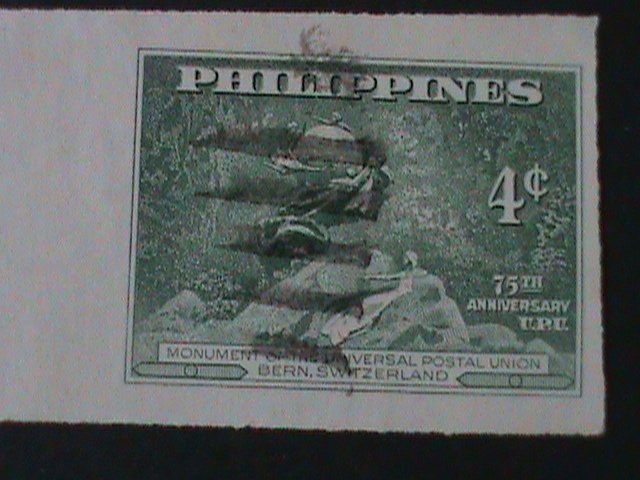 PHILIPPINES-1949-SC#534 a-b 75TH ANNIV: UPU IMPERF PAIR FANCY CANCEL-VERY FINE