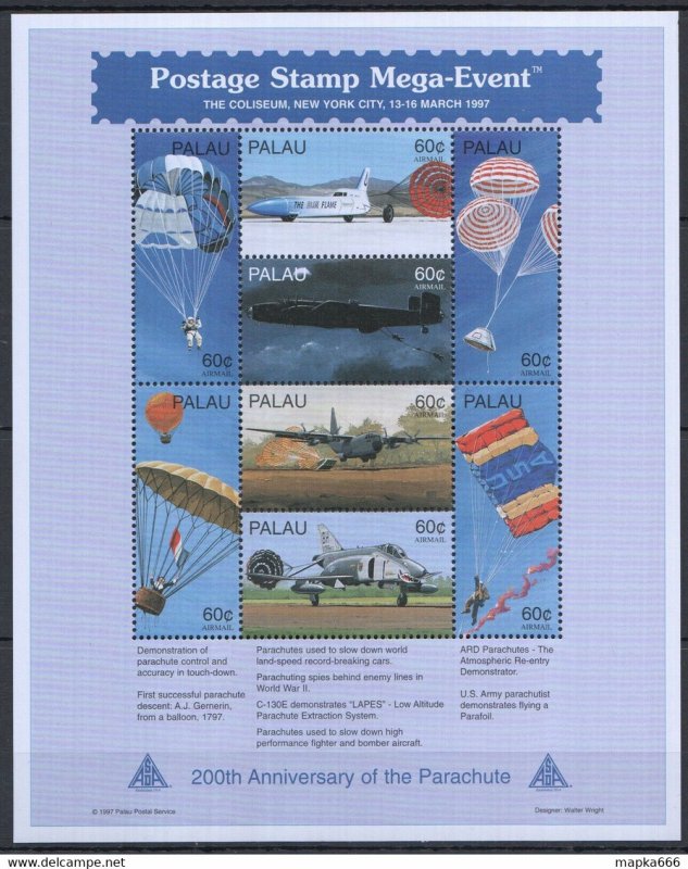 Palau Aviation 200Th Anniversary Of The Parachute Postage 1Kb ** Stamps Pk368