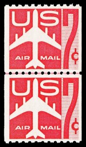 Scott C61 1960 7c Airmail Coil Issue Joint Line Pair Mint VF NH Cat $27.50