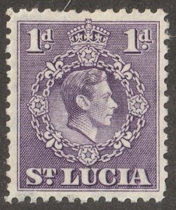 St. Lucia, stamp, Scott#111,  mint,  hinged,  1d, violet