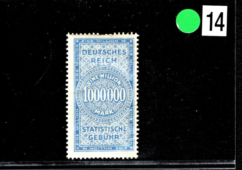 GERMANY Revenue Stamp 1,000,000 Mark *Statistische gebühr* Mint MM GR2WHITE14