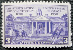 US #835 MNH, Single,(CC) Constitution Ratification, SCV $.45