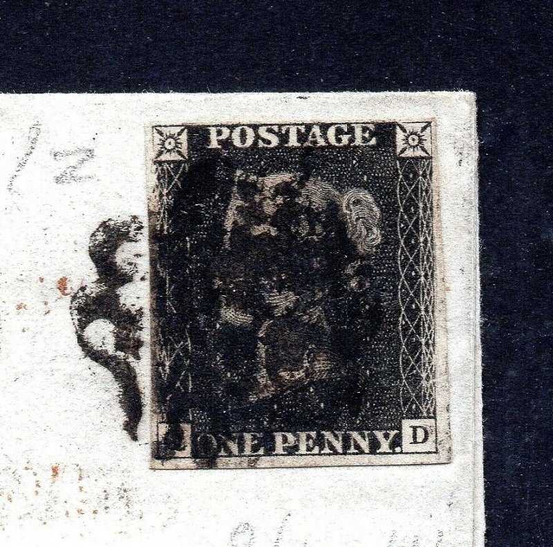 GB QV SG2 1d Black Plate 5 Cover with Leeds MX Cancel Cat £10,000
